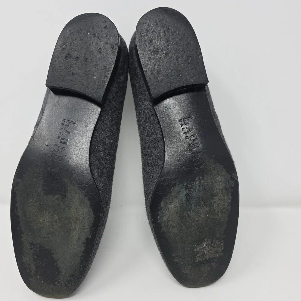 Lauren Ralph Lauren Loafer Shoes Womens 6B Charcoal Gray Signature Monogram